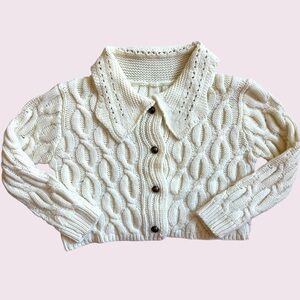 Cider Cream Cable Knit Cropped Cardigan